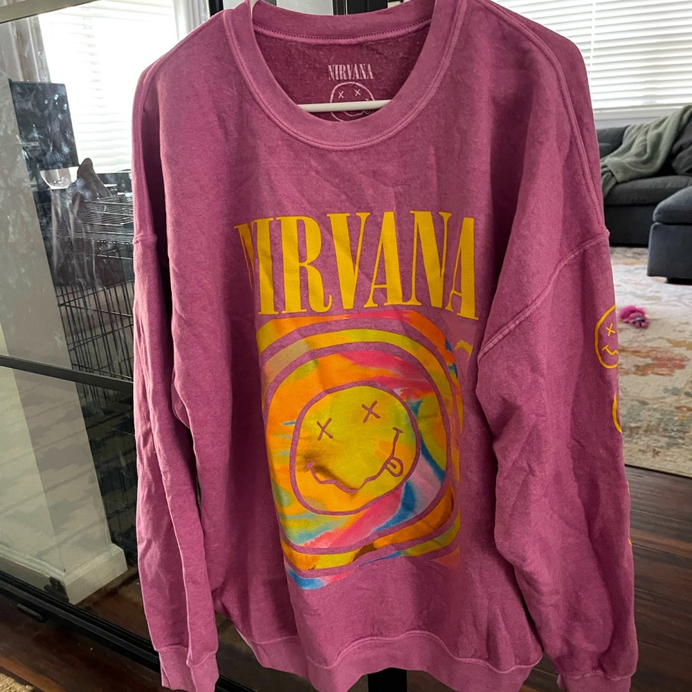 Urban Outfitters Oversized Pink Nirvana Sweatshirt